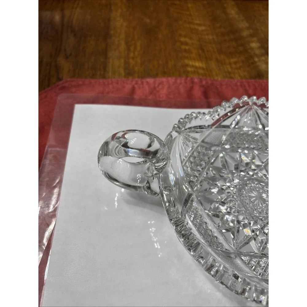 ABP Finely Cut Glass Nappy Hobstar Saw Tooth‎ Rim American Brilliant Period